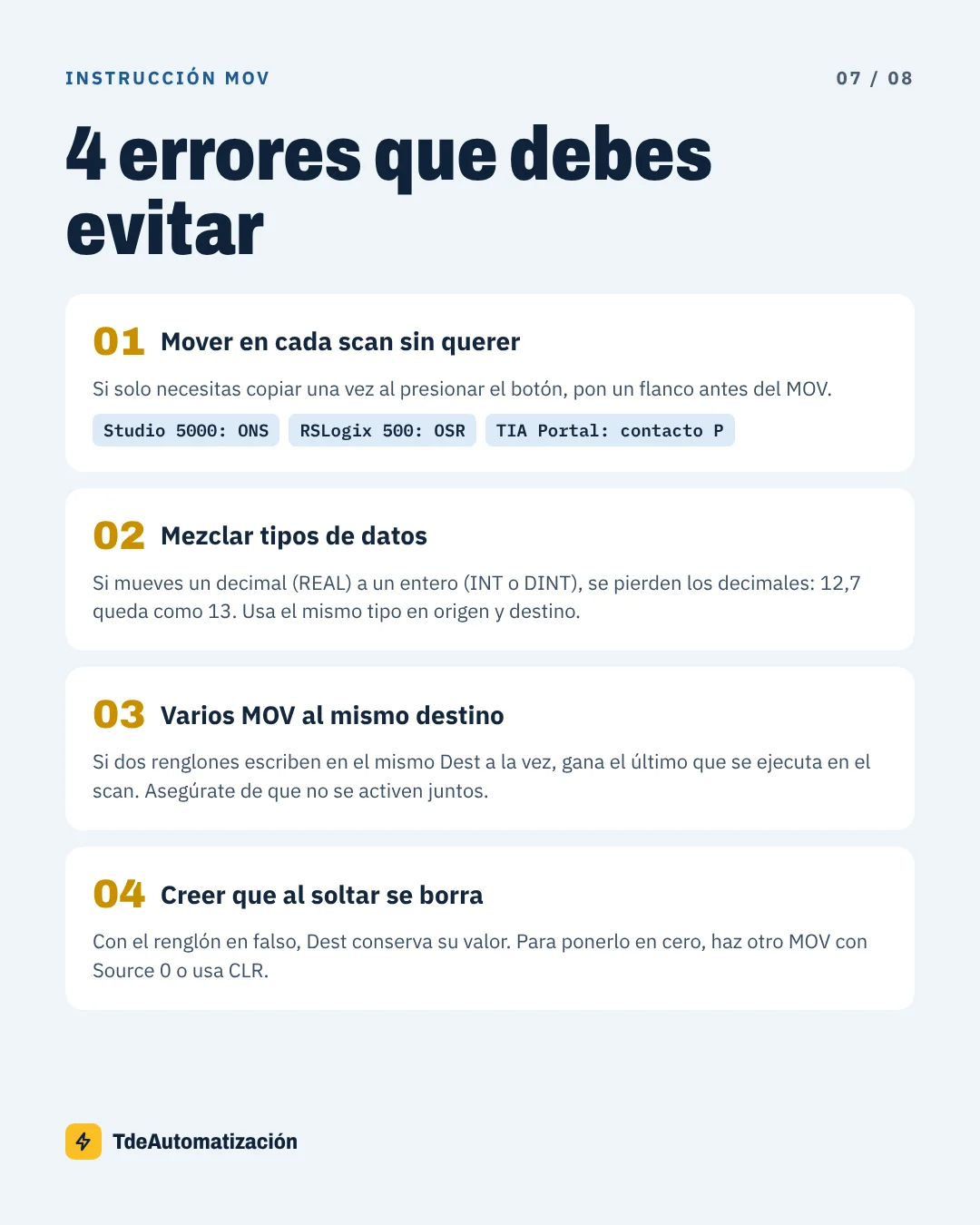 4 errores comunes al usar la instrucción MOV